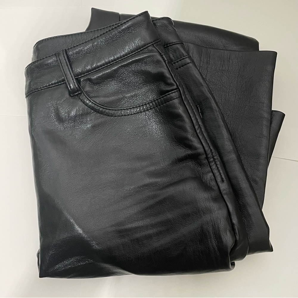 Wilfred The Melina Black Vegan Leather High Rise Straight Leg Flared Pants 0